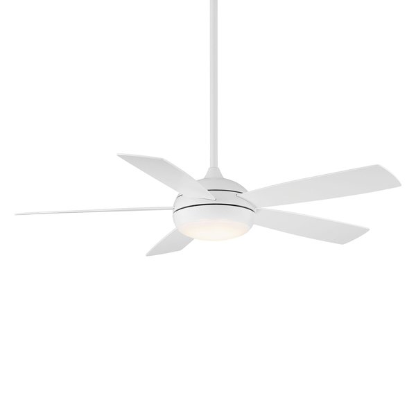 Wac Odyssey 5-Blade Smart Ceiling Fan 54in Matte White with 3000K LED Light Kit and Remote Control F-005